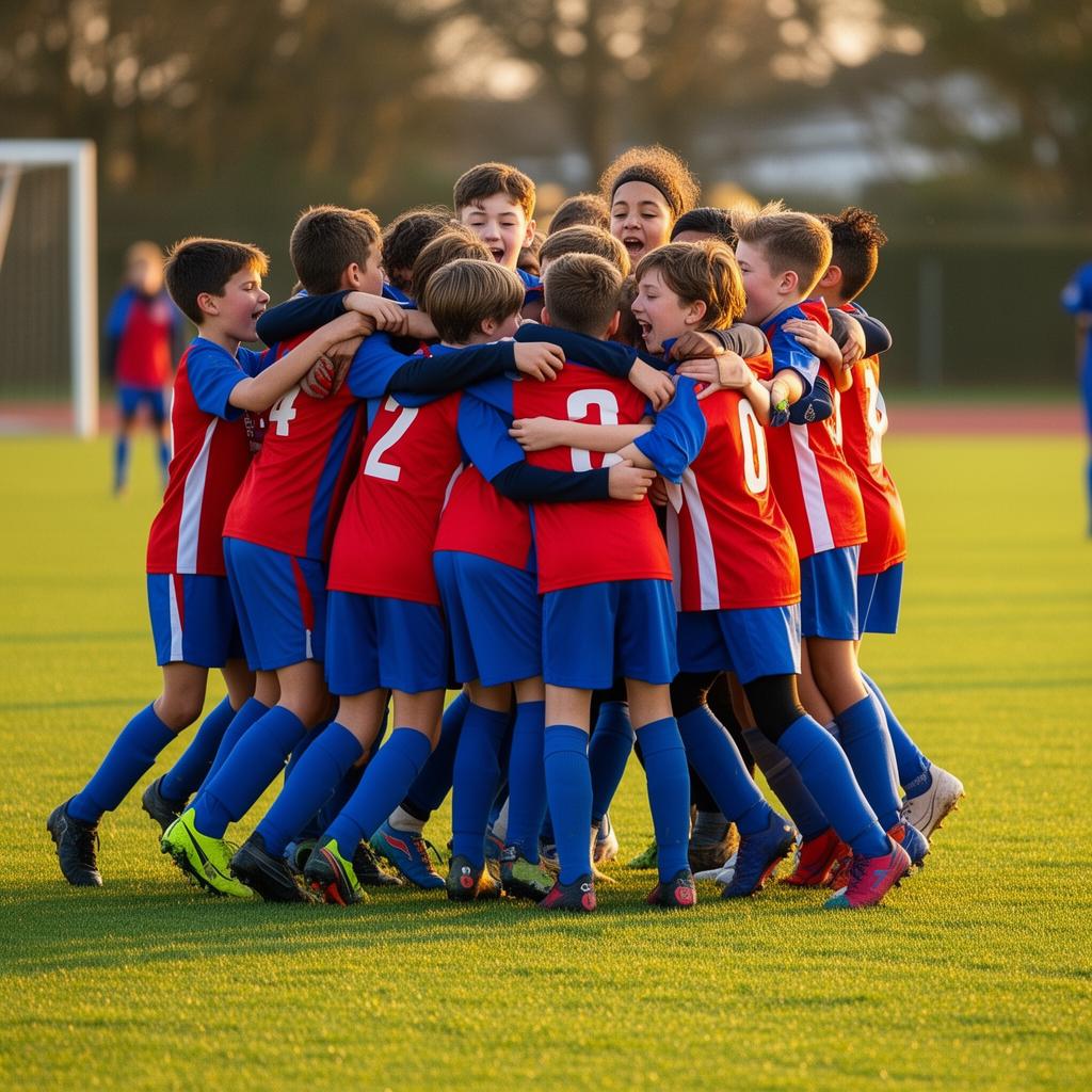 Youth players on field